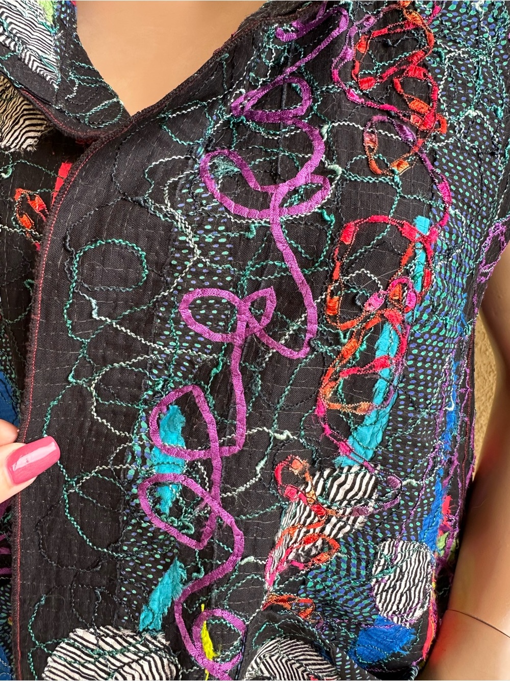 Diane Prekup colorful stitching design A frame vest - Picture 6 of 13